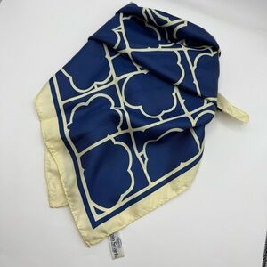 Vintage Totes Rain Scarf Water Repellent Blue & Yellow Abstract Pattern Square